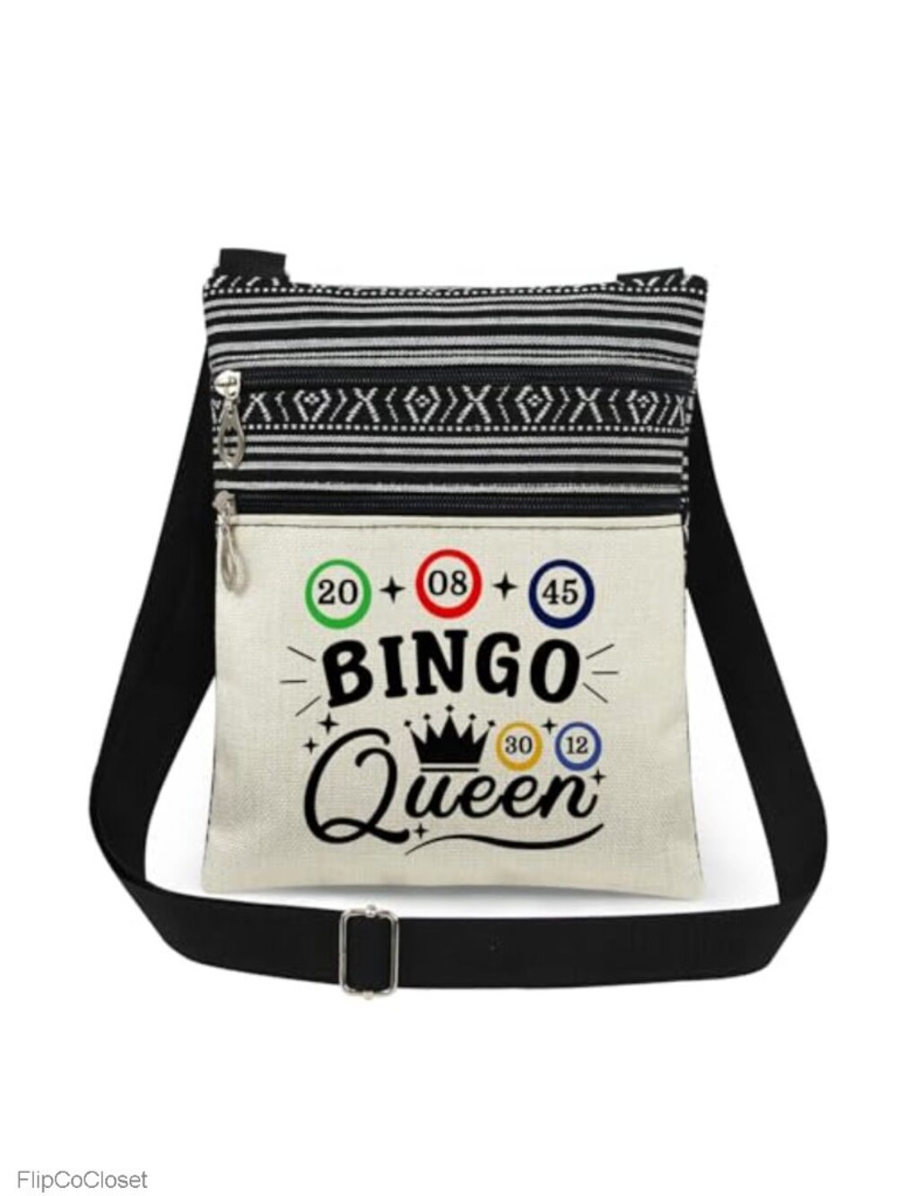 Polyester Crossbody Bag Adjustable Strap Double Zipper Messenger